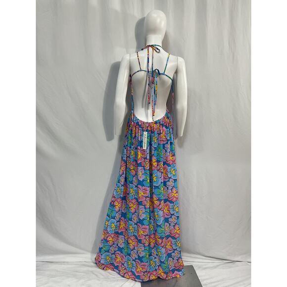 For Love & Lemons 'Yasmin' Blue Bamboo Maxi Dress Size M - NWT - Picture 3 of 5